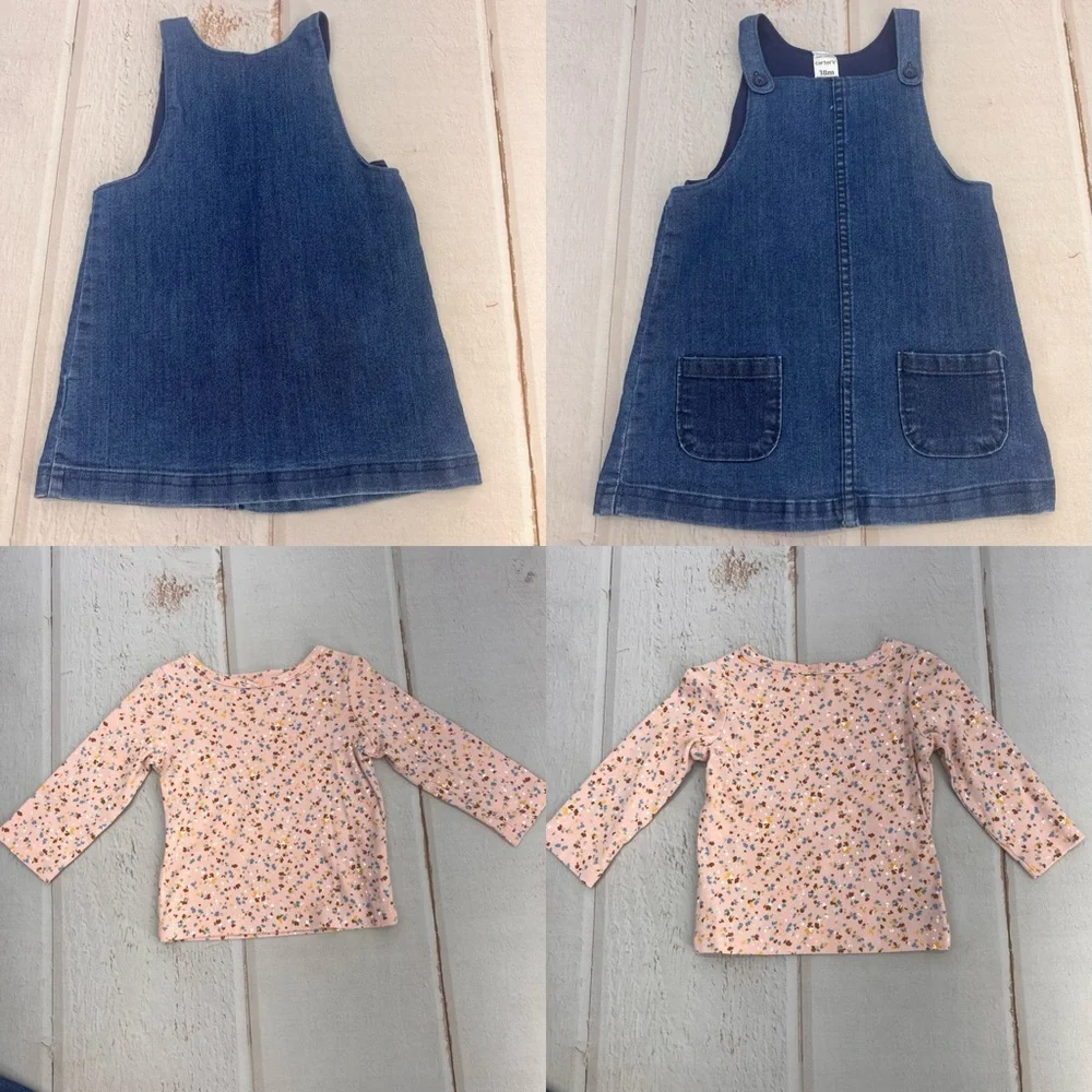 Baby 3-Piece Tee &‎ Chambray Jumper Set SIZE 18M